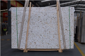 Terrazzo With Onyx Slab Tiles Backlit
