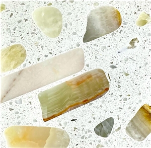 Terrazzo With Onyx Slab Tiles Backlit