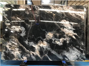 China Fantasy Black Sea Wave Marble Slab Tiles Polished 