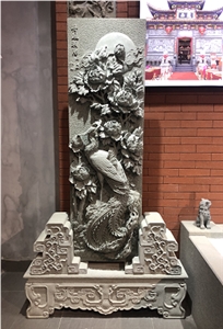 China Grey Granite Animal  Elephant Relief Sulpture 