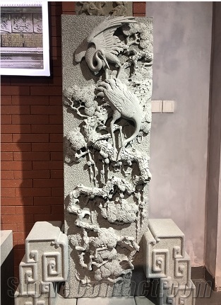 China Grey Granite Animal  Elephant Relief Sulpture 