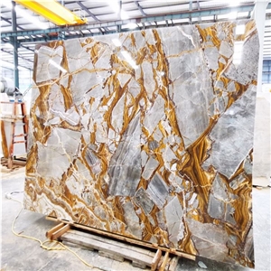 Golden Marble Slab Floor Wall Table Decor
