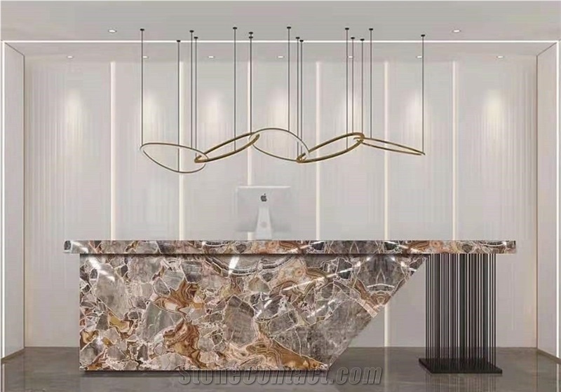 Golden Marble Slab Floor Wall Table Decor