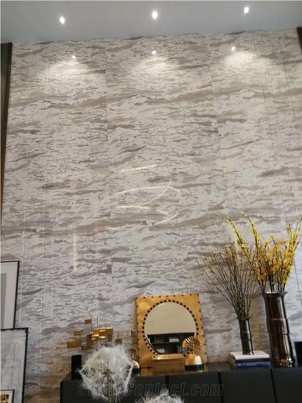 Greece Ionian Grey With Beige Marble Slab Floor Tile
