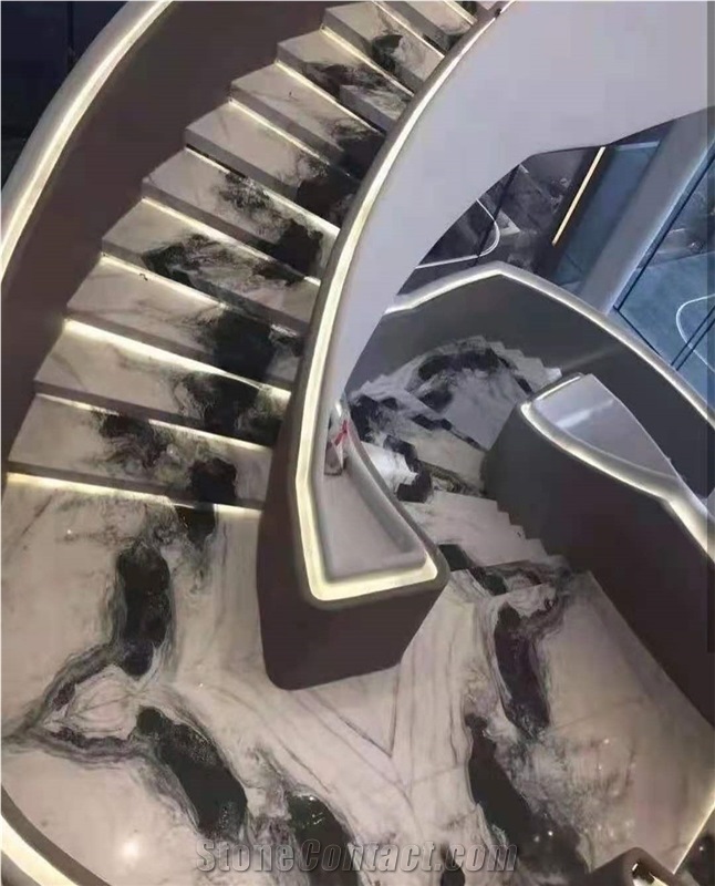 Panda Marble Staircase Straight Spiral Customize 
