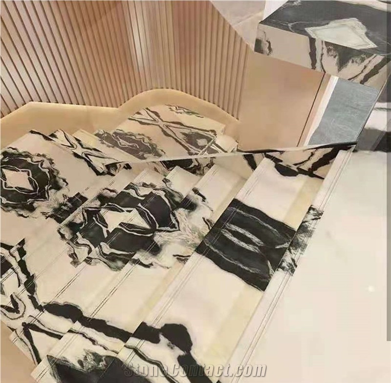 Panda Marble Staircase Straight Spiral Customize 