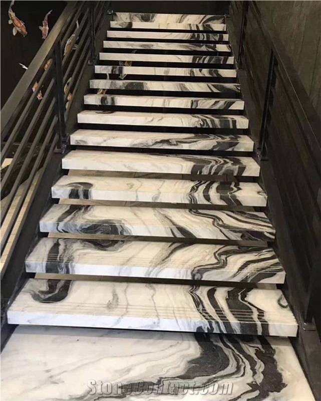 Panda Marble Staircase Straight Spiral Customize 
