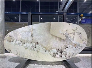 Patagonia Quartzite Crystal Yellow Granite Table Set Oval