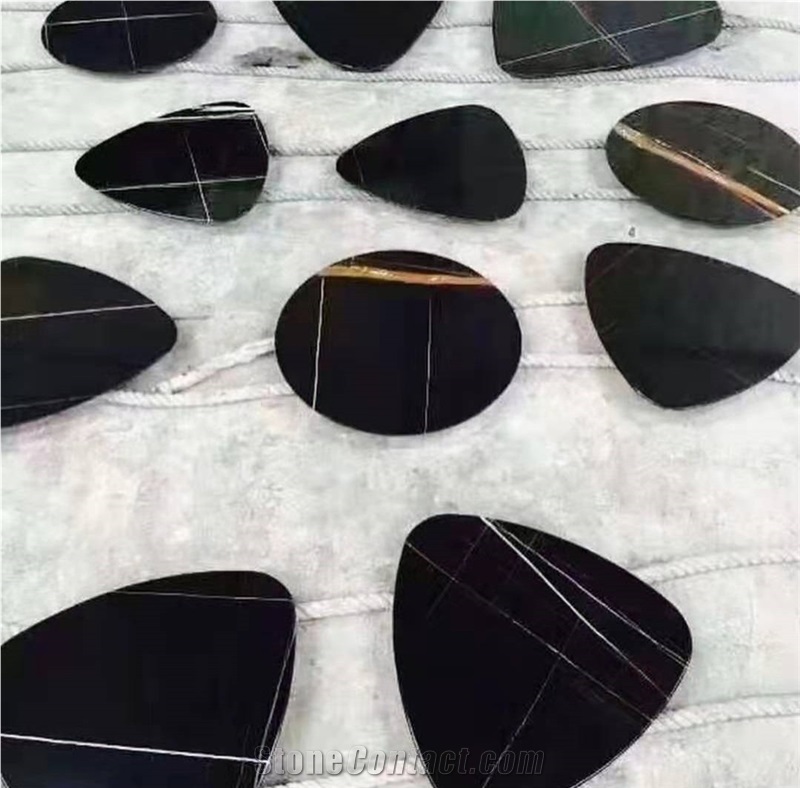 Sahara Noir Black Gold Marble Slab Tile For Coffee Table