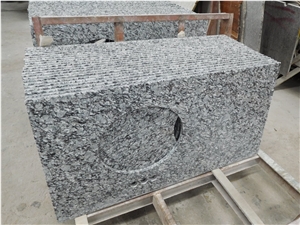 Spray White Granite Bathroom Vanitytops Prefab