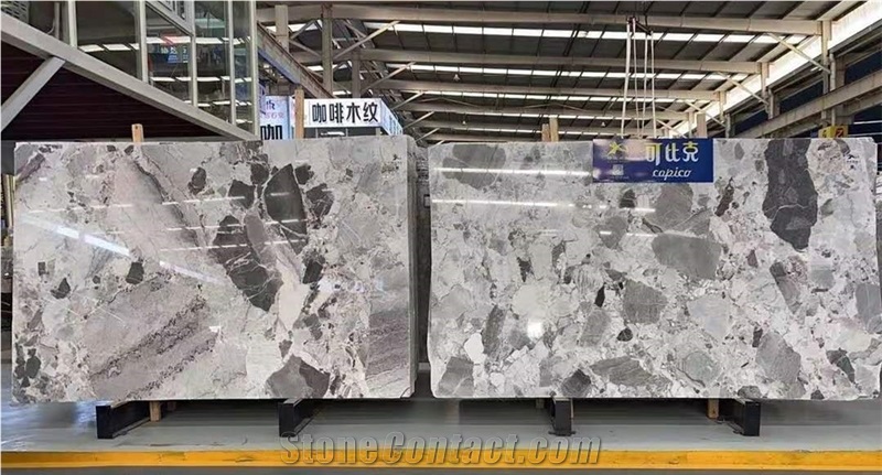 Vuca Grey Pandora White Marble Slab Tiles