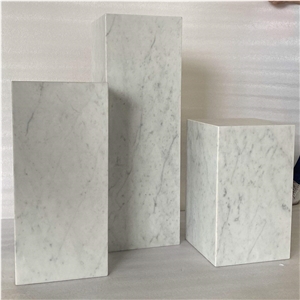 Modern Furniture Stone Side Table, Nero Marquina Marble Natural Stone Plinth Stand
