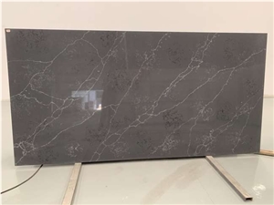 Artificial Calacatta Black Quartz Slab For Kitchen/Bathroom