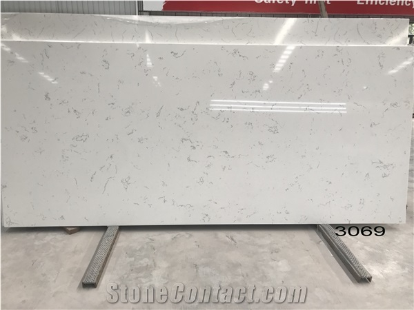 Artificial Carrara White Quartz Slab For Countertop-3069