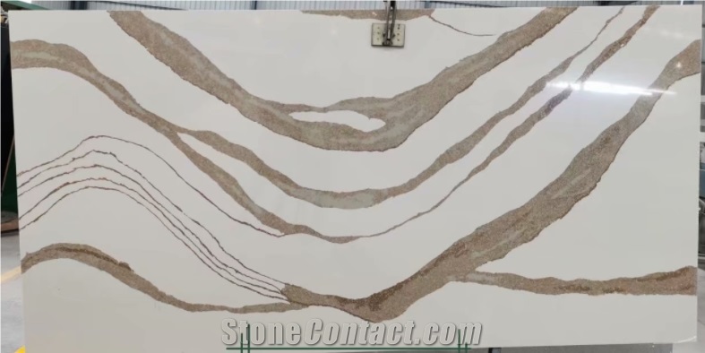 Calacatta Quartz Slab Match Cambria Brittanicca Gold 