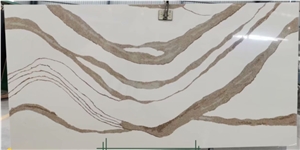 Calacatta Quartz Slab Match Cambria Brittanicca Gold 