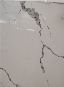 Calacatta White Polished Quartz Slab GS B For Decoration