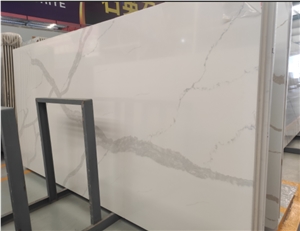 Calacatta White Polished Quartz Slab GS B For Decoration