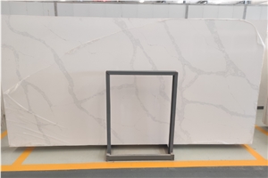 Calacatta White Polished Quartz Slab GS B For Decoration