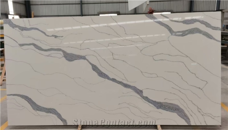 Cheap Quartz Slab 806-2 White Marble Pattern For Decoration