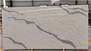 Cheap Quartz Slab 806-2 White Marble Pattern For Decoration