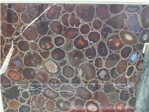 China Brown Agate Slab/ Semiprecious Stone For Home Decor