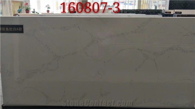 Classic Calacatta White Quartz Slabs