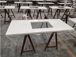 Engineered White Quartz Kitchen Island Countertops