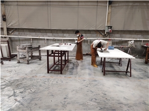 Engineered White Quartz Kitchen Island Countertops