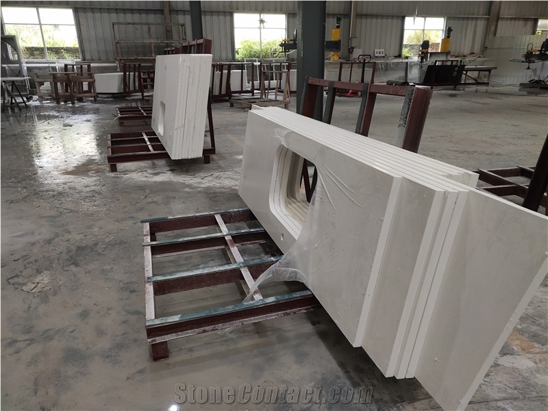 Engineered White Quartz Kitchen Island Countertops