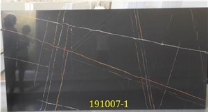 Quartz Color Laurent Black And Gold Slab For Interior Design