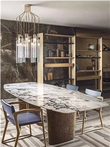 Cream Picasso White Marble Countertop Hotel Table Tops