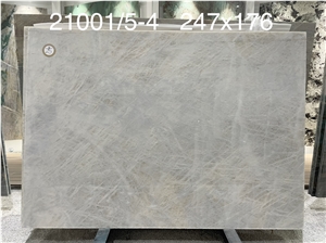 Exotic Brazil White Crystallo Quartzite Slab For Countertops