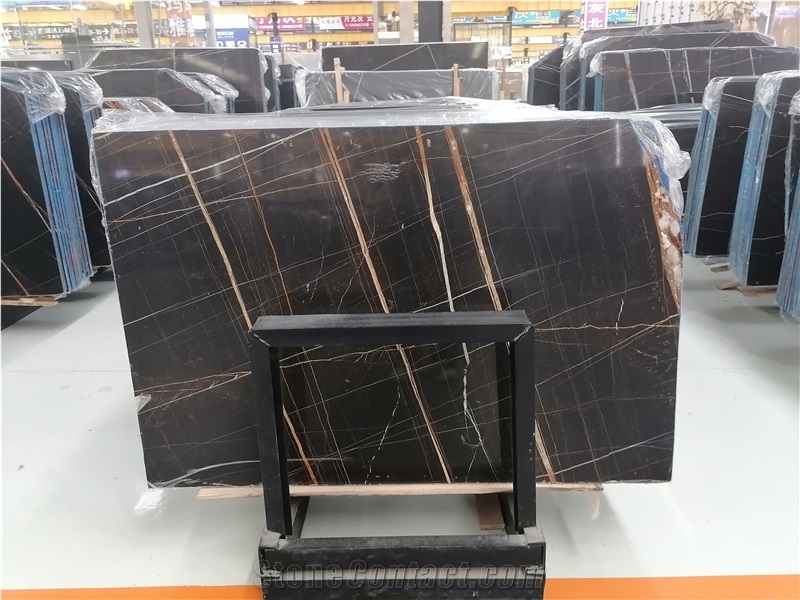 Laurent Black And Gold Marble Slabs For Home Decoration