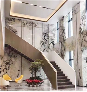 Polished Dover Cream Picasso White Marble Slab For Wall Clad