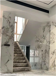 Polished Dover Cream Picasso White Marble Slab For Wall Clad