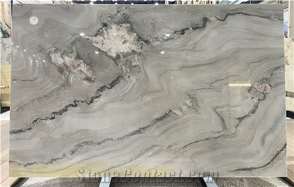 Polished Macaubas Fantasy Quartzite Gray For Countertop Wall