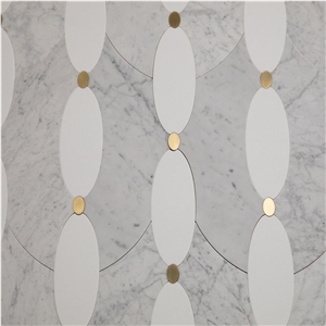 Carrara Mix Nero Marquina Marble Fish Scale Mosaic Tile