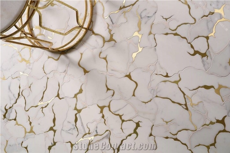 Carrara Mix Nero Marquina Marble Fish Scale Mosaic Tile