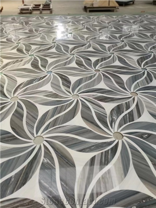 Carrara Mix Nero Marquina Marble Fish Scale Mosaic Tile