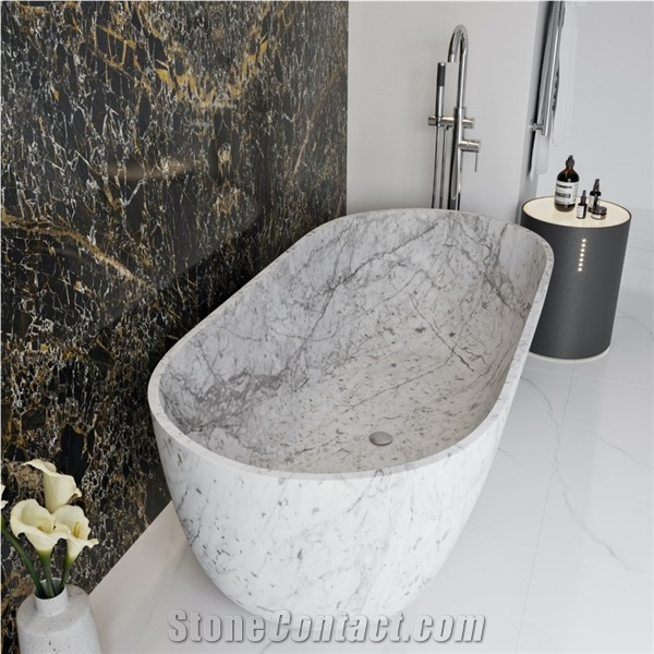 Factory Owner Bianco Carrara White Marble Hotel Bathtub