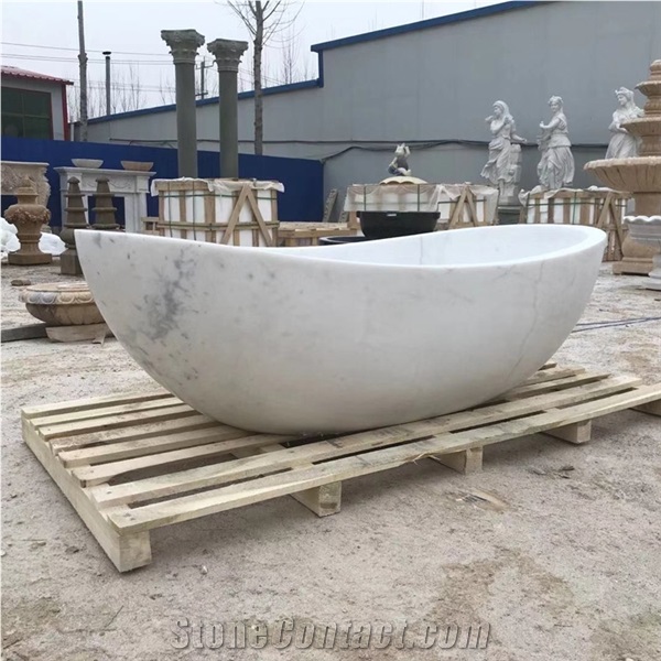 Factory Owner Bianco Carrara White Marble Hotel Bathtub