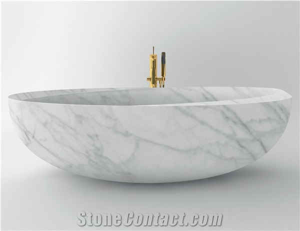 Factory Owner Bianco Carrara White Marble Hotel Bathtub