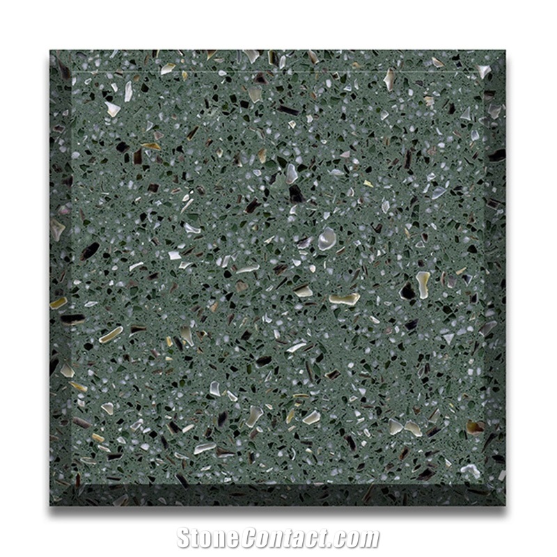 Green Inorganic Terrazzo Artificial Stone Flooring Tiles