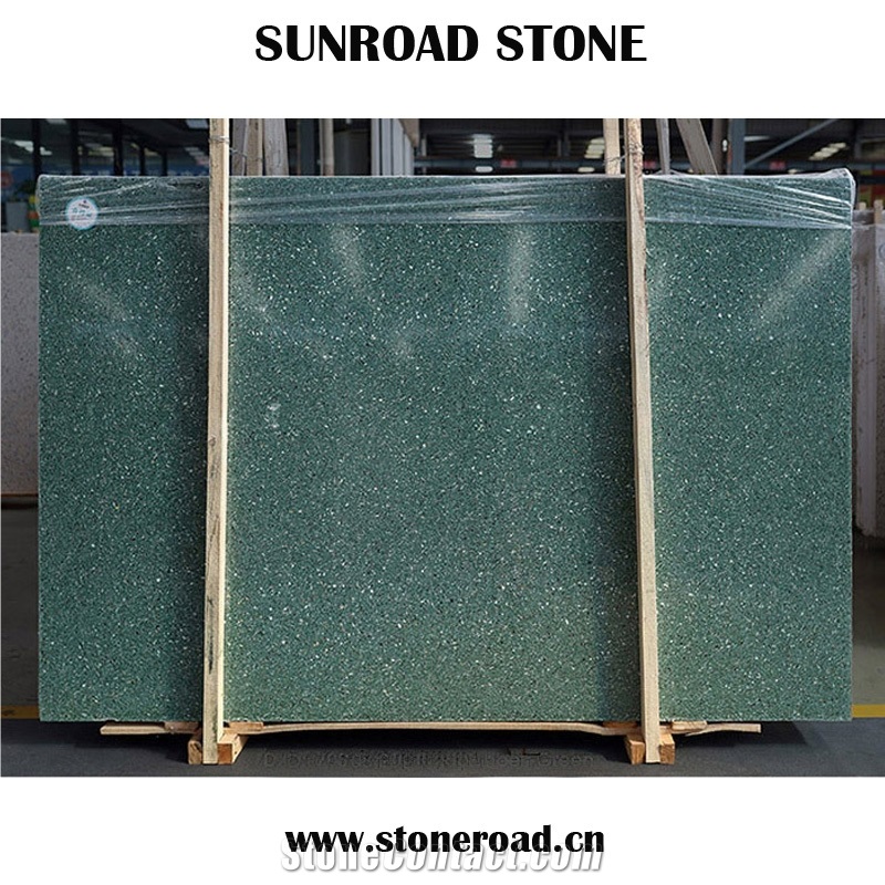 Green Inorganic Terrazzo Artificial Stone Flooring Tiles