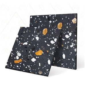 Small Grain  Black Terrazzo Slab Floor Tile Cement Wall Tile