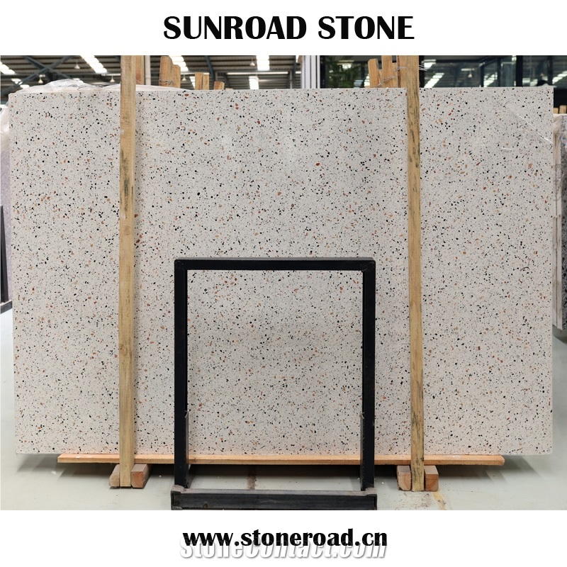 White Terrazzo Slab Floor Kitchen Bathroom Tiles 