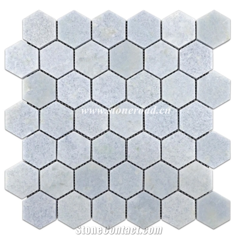 Magic Blue Marble Mosaic Hexagon Bathroom Flooring Tiles