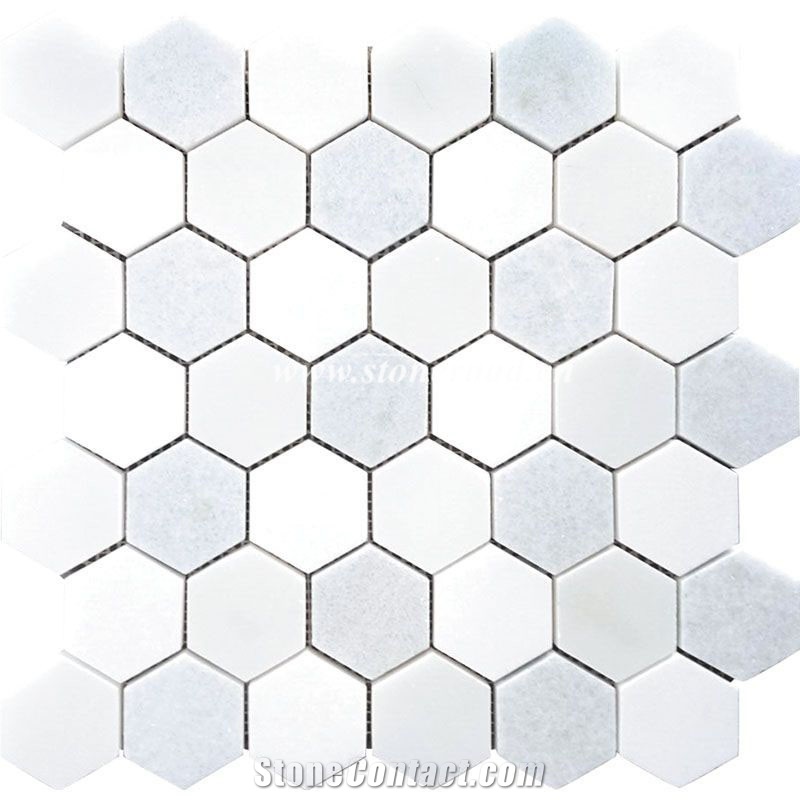 Magic Blue Marble Mosaic Hexagon Bathroom Flooring Tiles