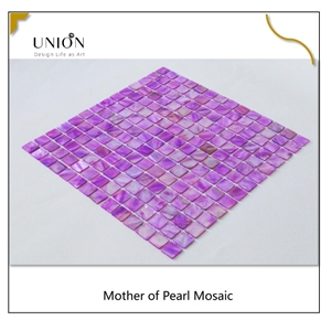 Dyed Purple Color Square Pattern Shell Mosaic Tiles Meshed